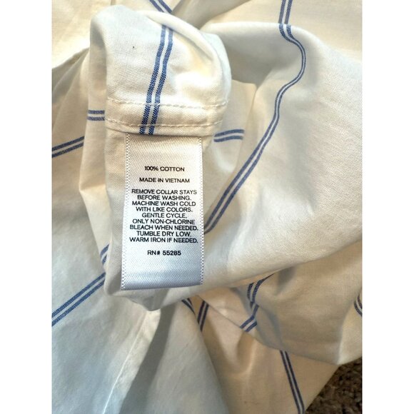 Express Mens Fitted Button-Up Shirt Size XXL Striped Cotton Long Sleeve - Picture 7 of 8